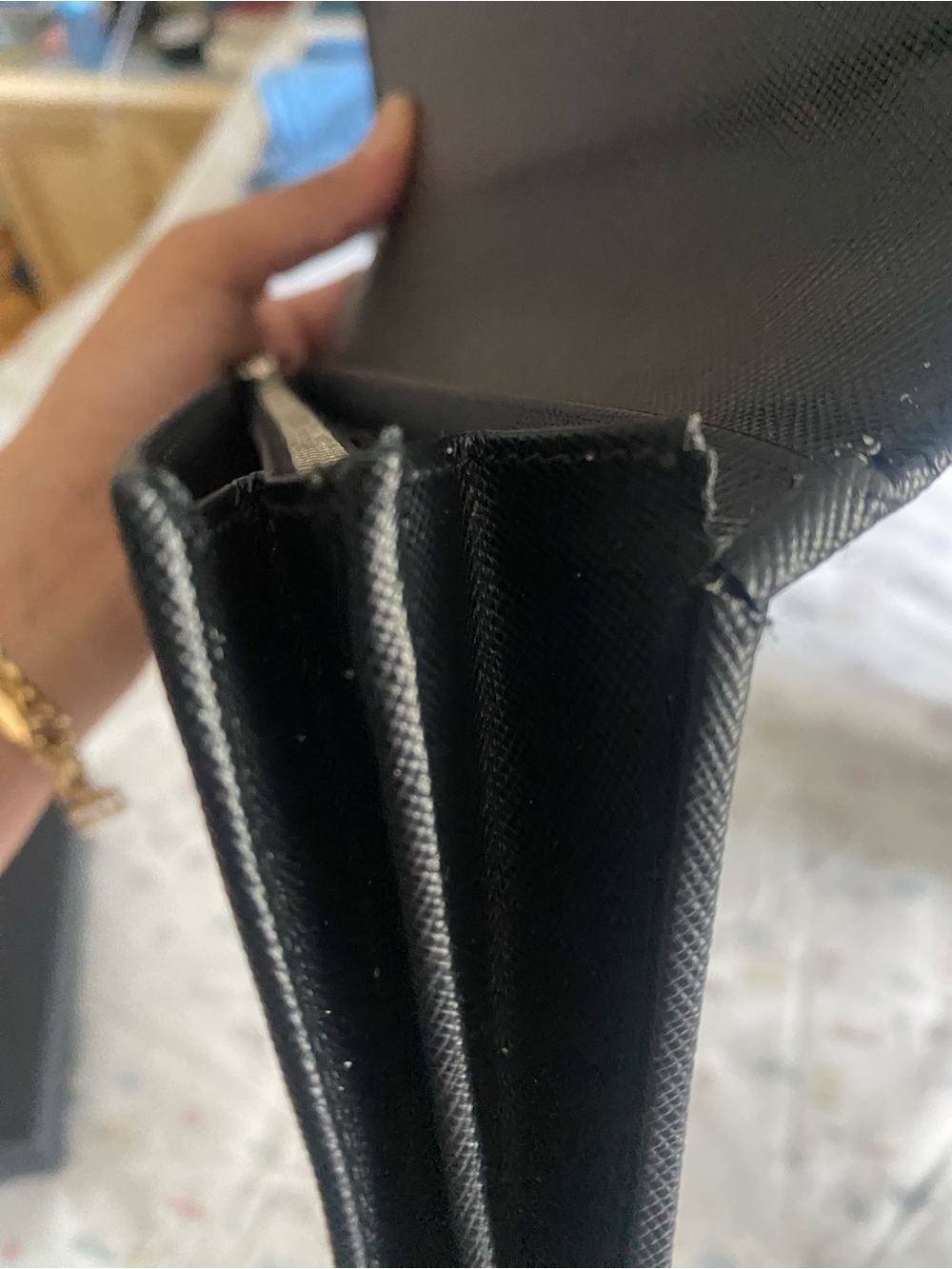 Prada Black Studded Saffiano Leather Wallet - Picture 10 of 11